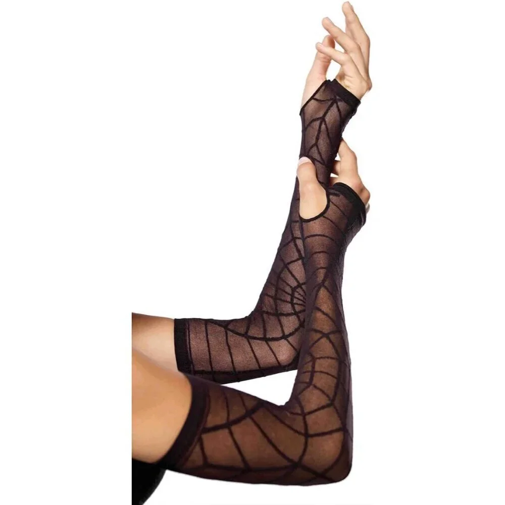 Women's Sheer Spider Web Arm Warmer Nylon One Size Halloween Costume Accessory